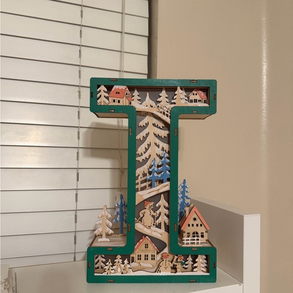 Anthropologie Wonderland Scene Monogram Light-Up Winter...